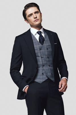Lancerto - Marynarka męska elegancka ze sklepu: Lancerto S.A. w kategorii: Marynarki męskie - zdjęcie 938E51-772-11513_Marynarka Business Mix Granat